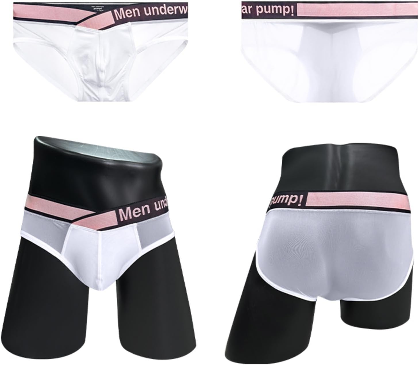 Men's Low Rise Triangle Underwear Modal and Transparent Mesh Splicing and Fitness Men's Underwear