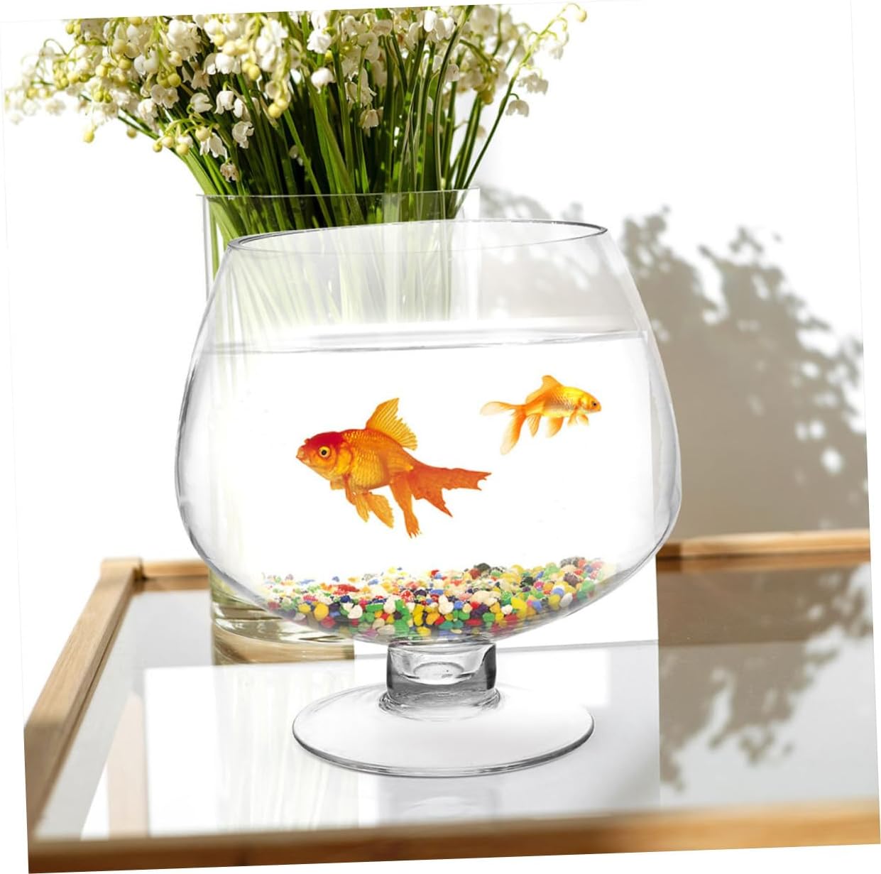 Decorative Transparent Fish Bowl Versatile Aquarium Tank for Betta Fish Hydroponic Plants Stylish Desktop Compact and Easy to Clean Approx