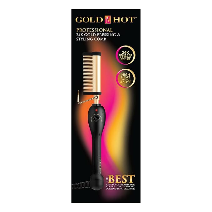 Peine para estilizado y prensado Gold N Hot 24K profesional miniatura 6