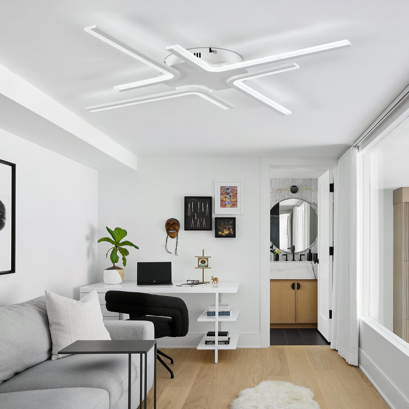 Plafón LED Moderno Regulable, Lámpara De Techo Inteligente Con APP Y Control Remoto, Temperatura De Color Ajustable 3000K-6500K, Diseño Moderno Para Salón Dormitorio Cocina-White