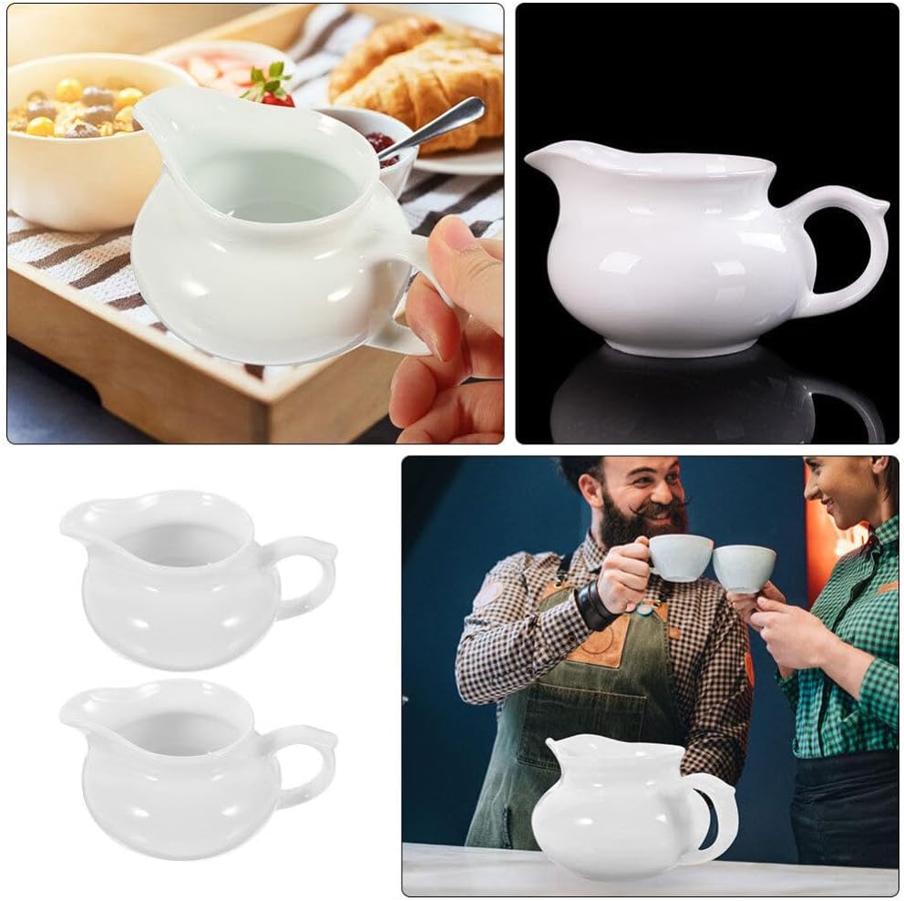 2pcs Ceramic Gravy Boat Handle Sauce Dispenser for Sauces and Gravy for Home Use and Occasions