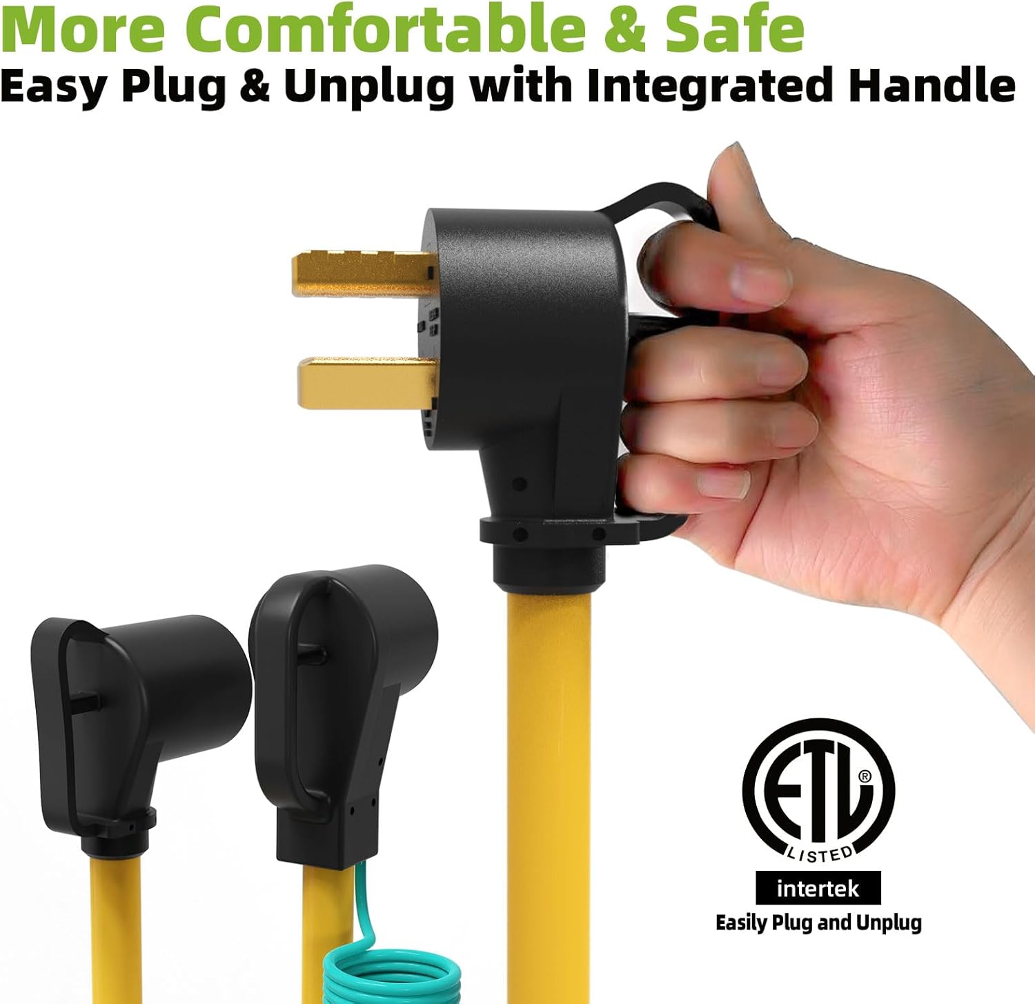 30 Amp 3 Prong Dryer Y Splitter Adapter to EV/RV, NEMA 10-30P to 14-50R/10-30R, 30A to 4 Prong 50A for EV/RV Charging at Dryer Outlet, 10 AWG, ETL Certified, 3FT with Safety Ground Wire