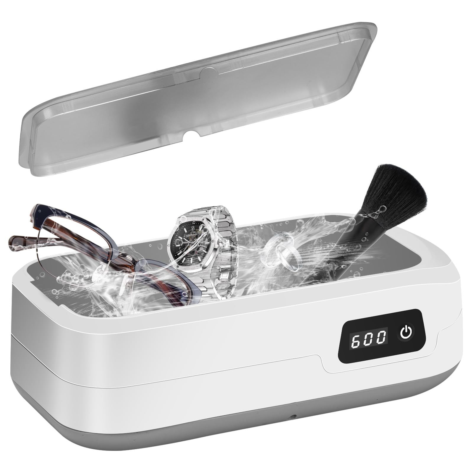 Ultrasonic Cleaner 49000Hz, 600ml Equipo De Limpieza De Gafas, Modo 4 Limpiador Ultrasonidos, Adecuado Para Gafas, Joyas, Relojes, Dentaduras Postizas, Monedas, Etc.