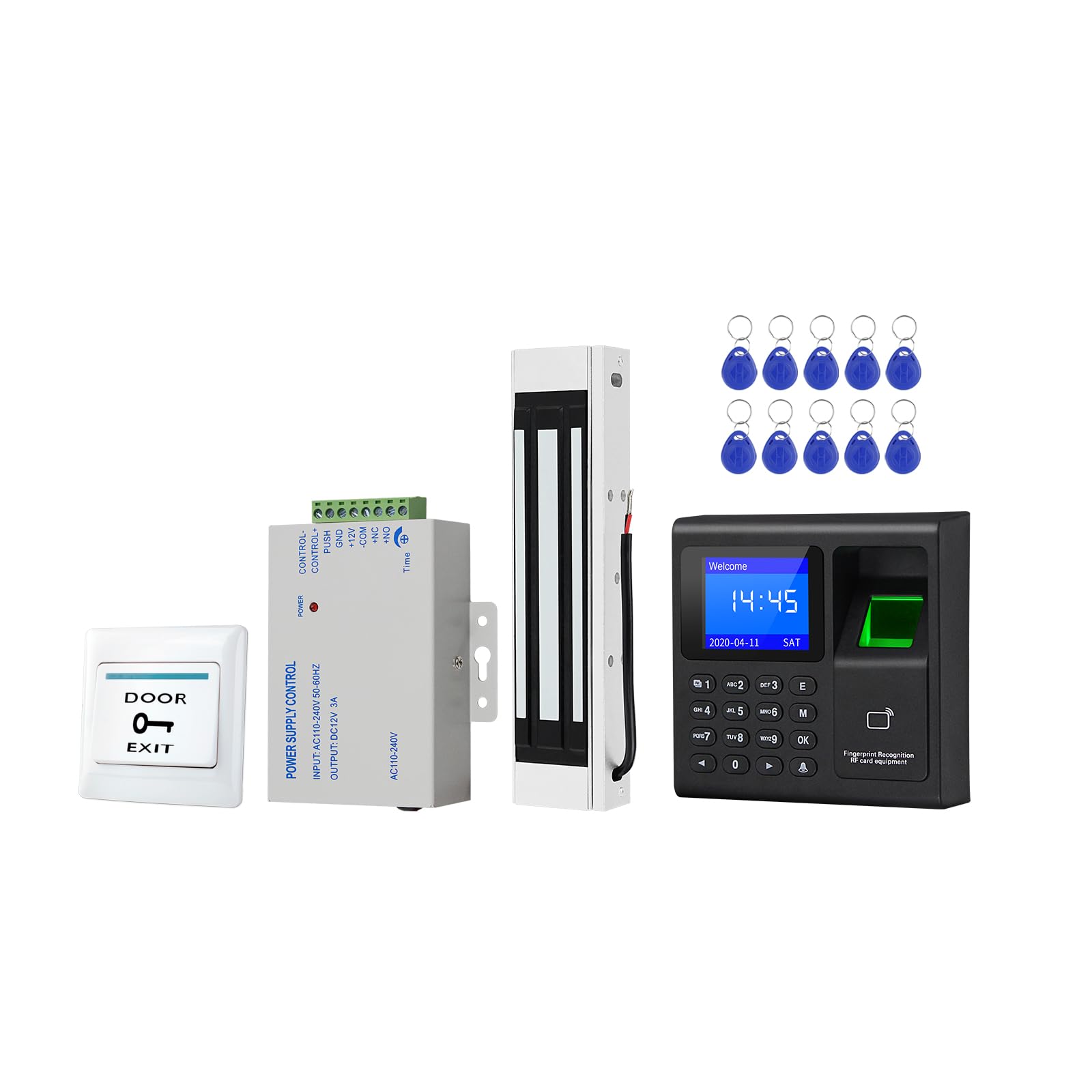 tastierino numerico apriporta Sistema di controllo accessi Kit Impronta digitale Presenza di tempo Portachiavi lettore RFID biometrico Apriporta intelligente Serratura magnetica elettrica