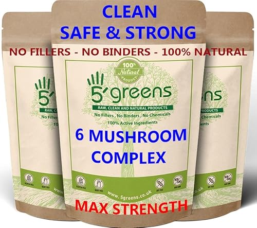 Mushroom Complex 6 Lions Mane, Reishi,Shitake, Chaga, Cordyceps Maitake 12,000mg No Chemicals 100% Natural 100% Vegan 120 Capsules