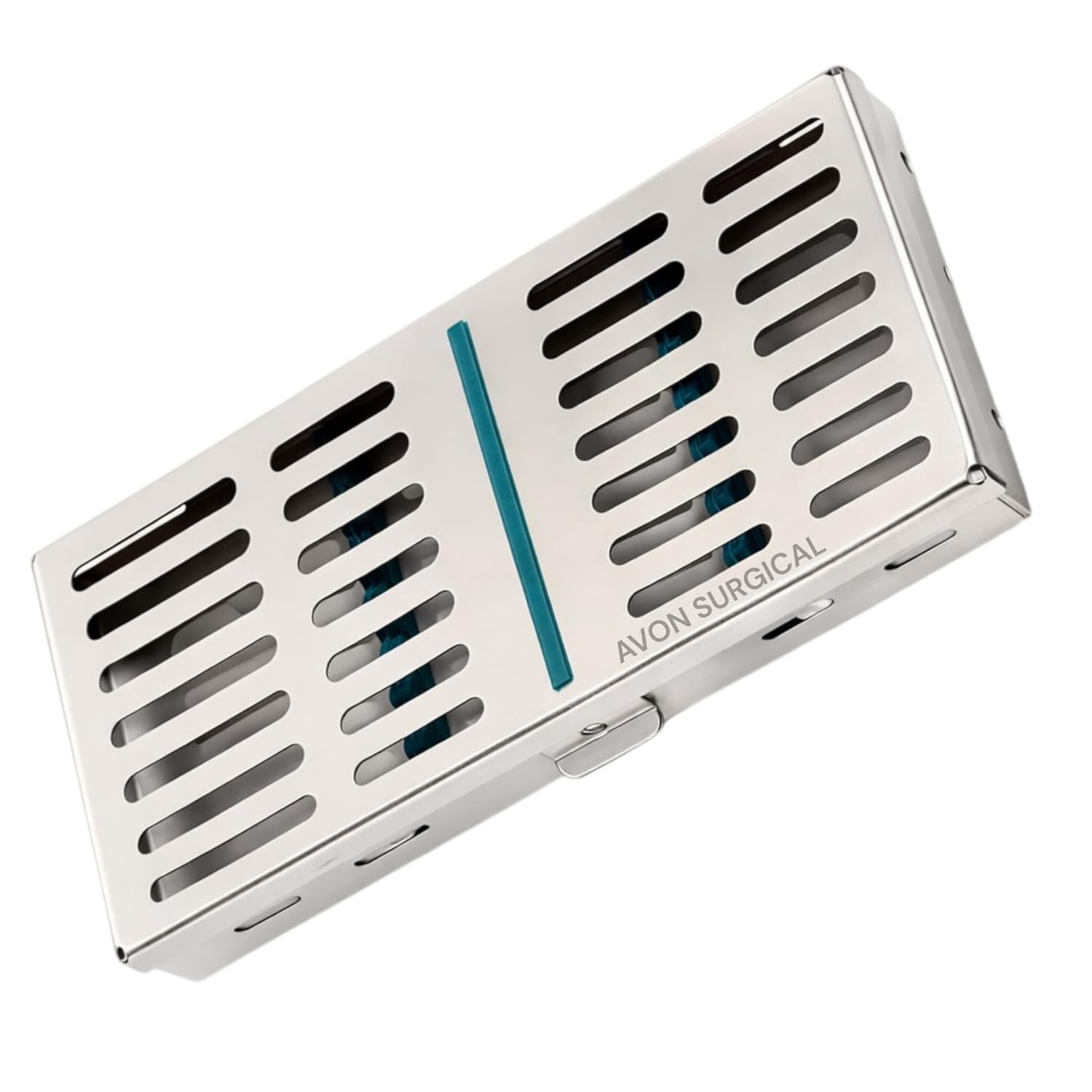 New German Stainless Dental Autoclave Sterilization Cassette Rack Box Tray for 7 Instruments-Green