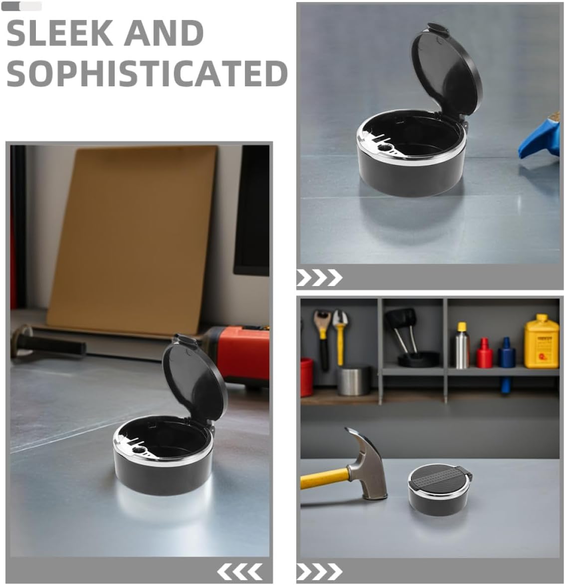 Garneck 2pcs Portable Car Ashtray with Lid, Smokeless Compact Auto Ash Tray, Cup Holder Trash Can for Vehicle Interior Accessories