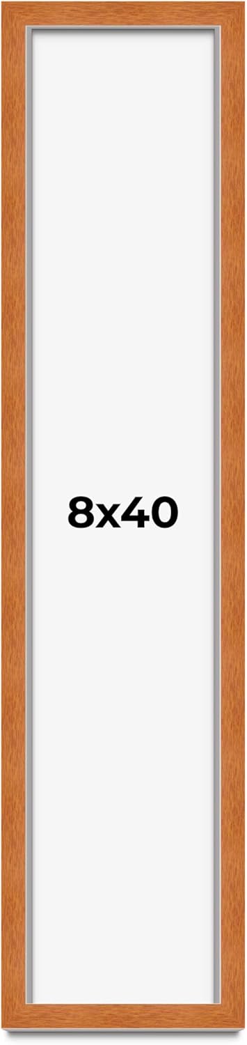 8x40 Shadow Box Frame Brown | 0.875 Inches Deep Real Wood Contemporary Shadowbox Display Frame | UV Resistant Acrylic Front, Acid Free Backing, and Hanging Hardware | Auden Picture Frame Style