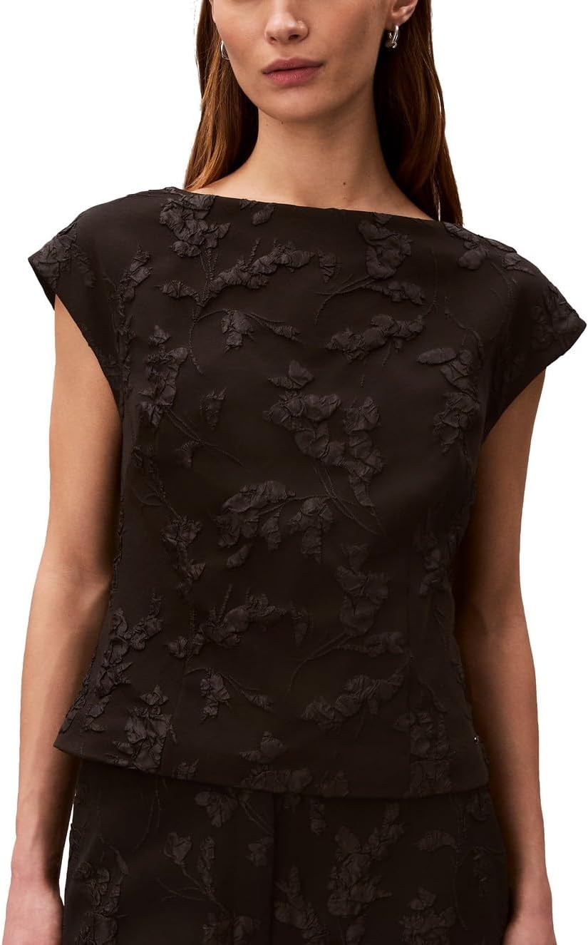 Calvin Klein Womens Cloque Short Sleeve Top