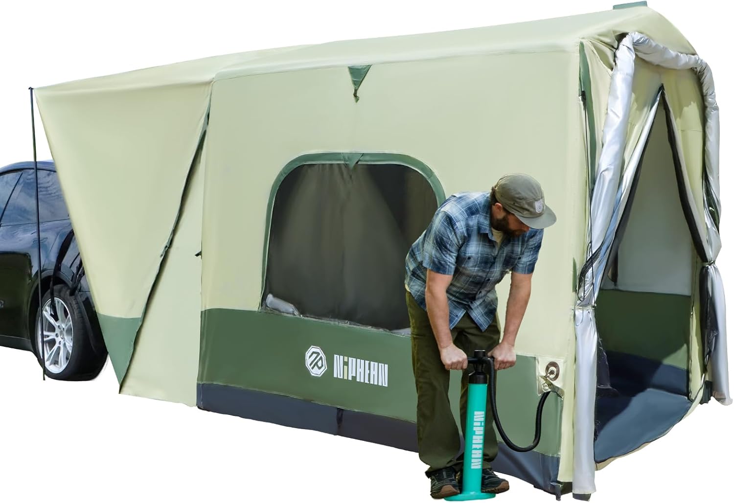 Niphean Tienda de campaña para SUV, 2 minutos de instalación rápida de tiendas de campaña inflables para camping, tienda de campaña con múltiples