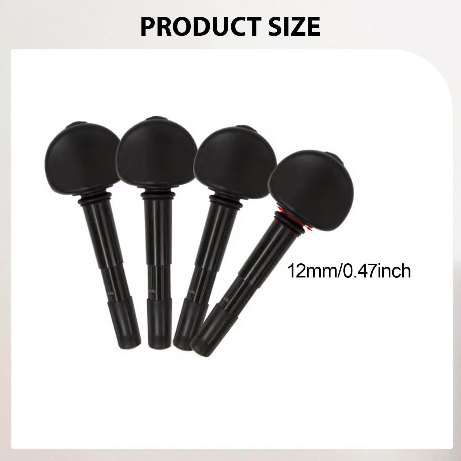 4 Stück Cello Wirbel Set Professionelle Stimmwirbel Einfacher Einbau PP Metall Mechanik für Musiker Orchester Musikunterricht, 12 Mm