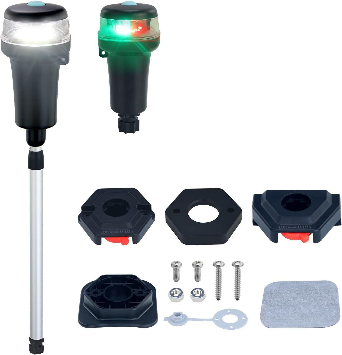 Boat Navigation lights LED Battery Powered with Swivel Multiple Base Mounting (White)