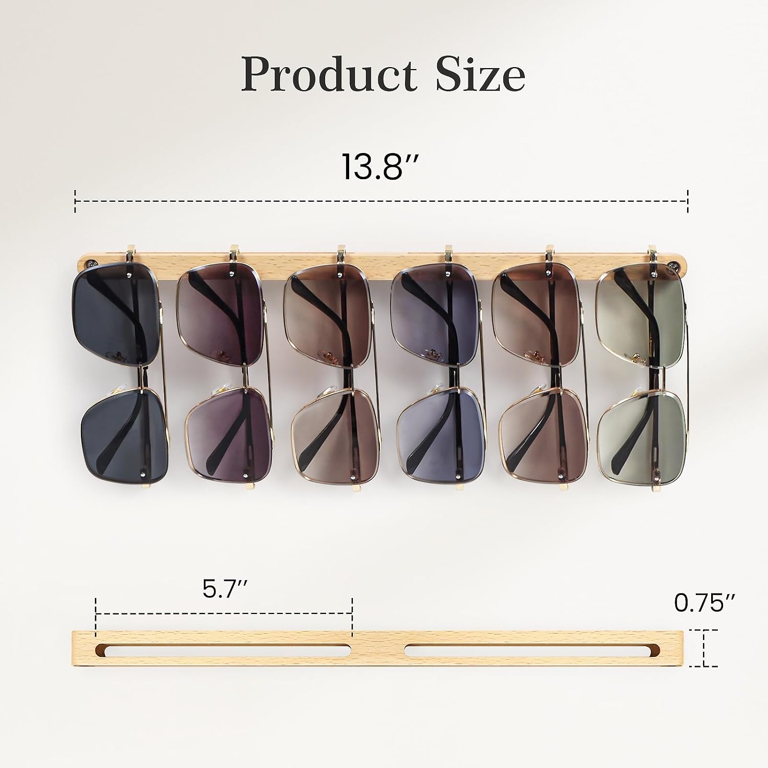 SEKSON Wall Mounted Sunglasses Organizer, Wood Sunglass Holder for Wall, Eyeglass Storage, Hanging Eyewear Display, Jewelry Rack for Entryway, Living Room, Bedroom (4 Pack)