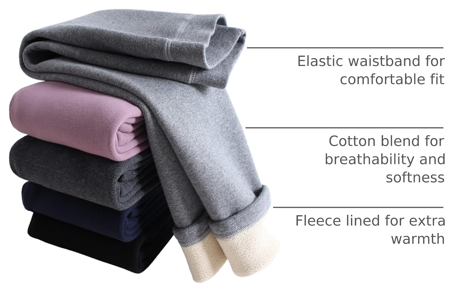 Baby Toddler Girls Winter Fleece Lined Leggings Warm Full Length Pants Basic Cotton Thick Tights 1 Pack