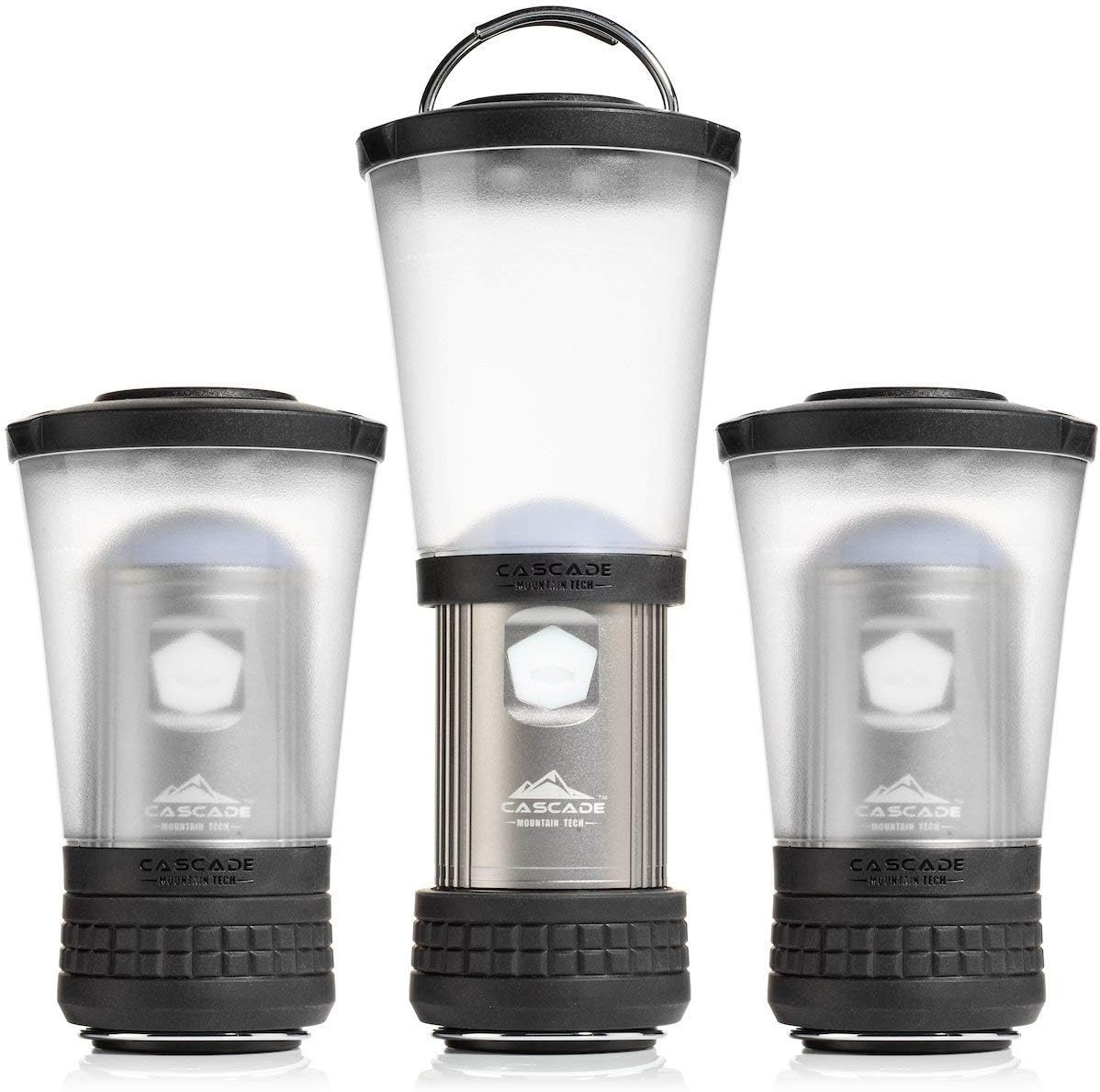 Cascade Mountain TechCollapsible IPX4 Water-Resistant LED Lantern with 4 Light Modes - 3 Pack,Black/Silver