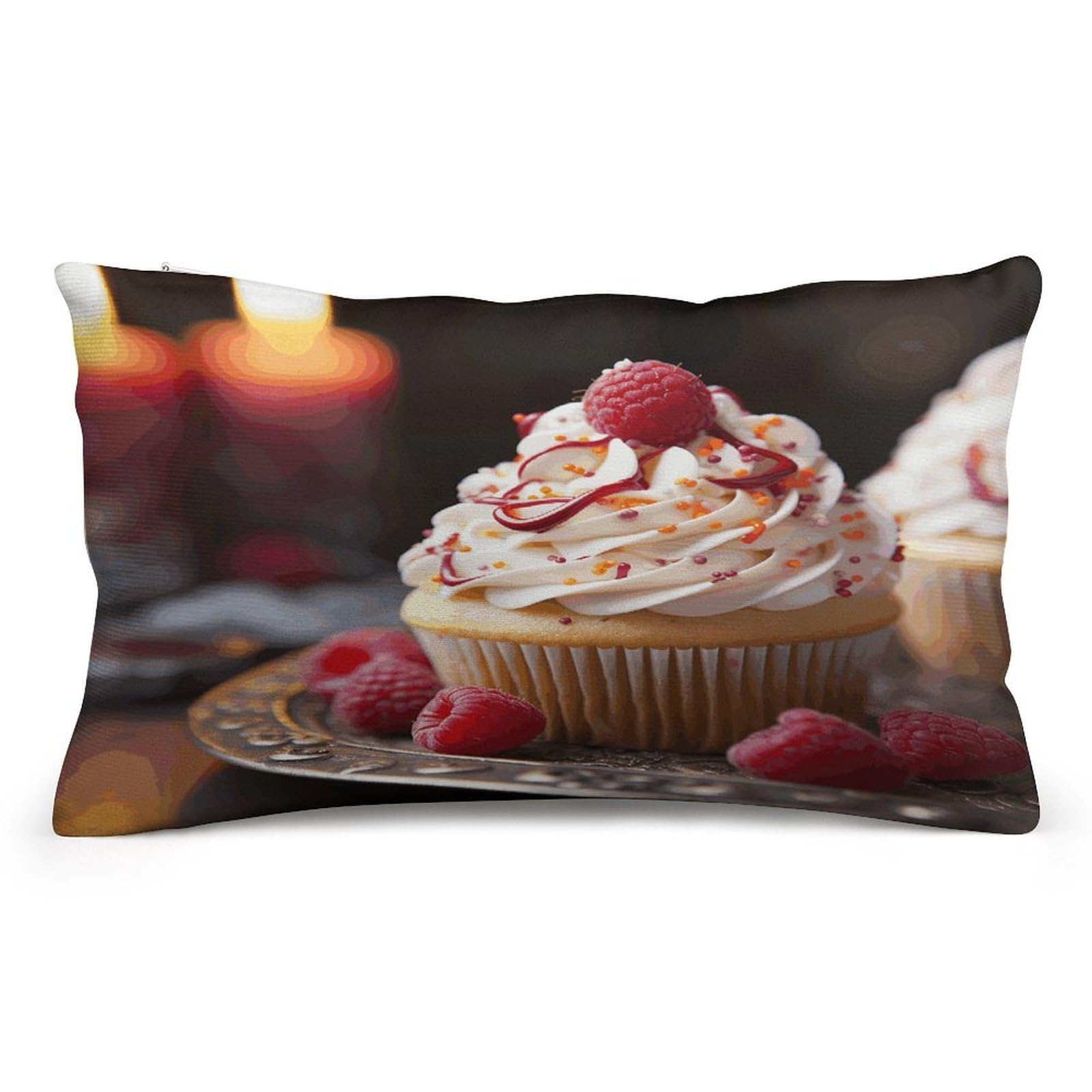 asbwuo Rectangular Decorative Throw Pillow Cover Soft Cushion Cover Cupcake Dessert Queen Pillow Cases for Couch Sofa Living Room Bed