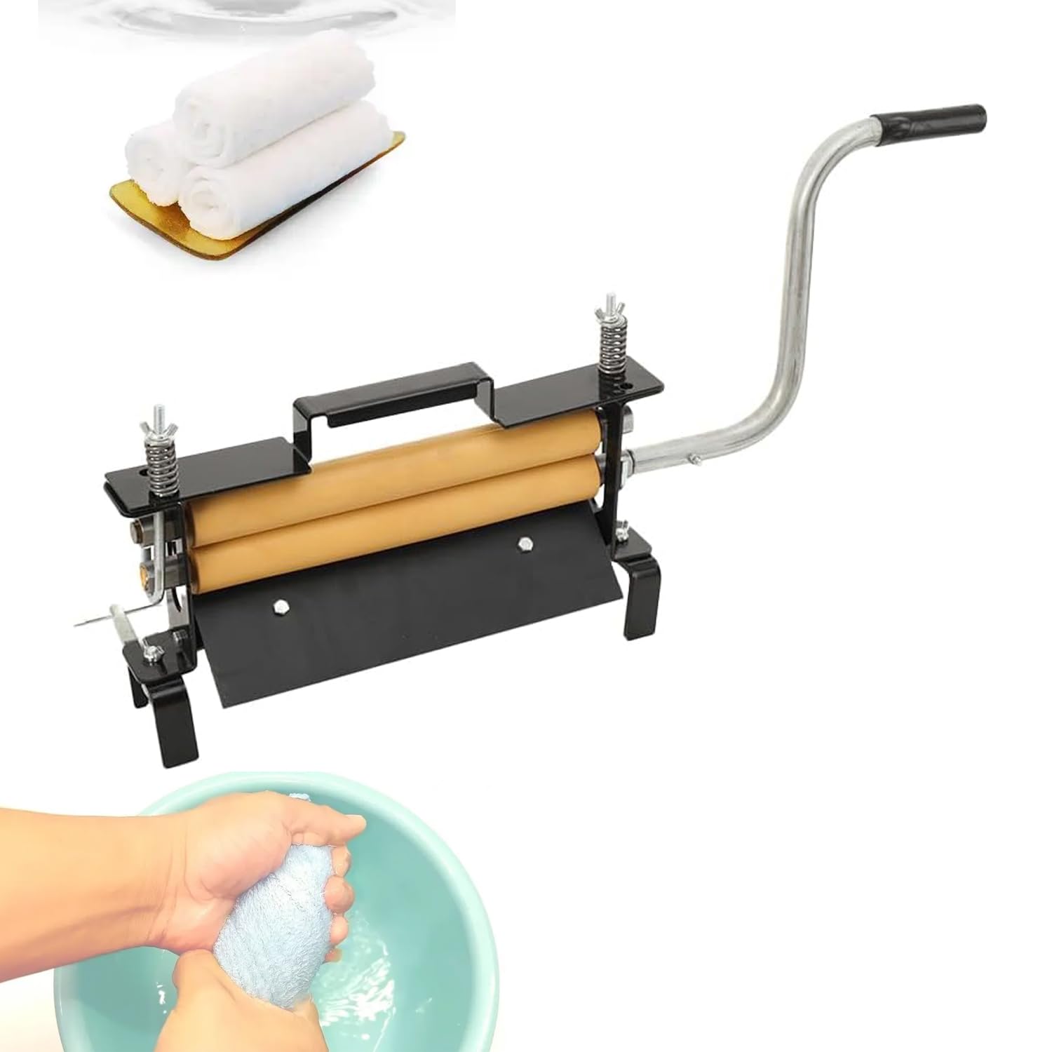 Essoreuse manuelle à manivelle pour enlever 95 % d'eau, essoreur à linge robuste pour camping, camping-car, lavage de voiture