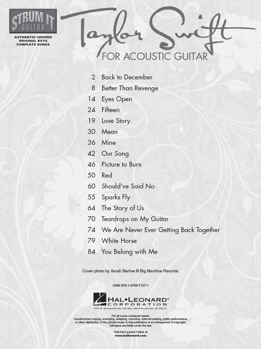Taylor Swift for Acoustic Guitar Songbook – Strum It Series | 17 Hit Songs with Chords, Lyrics, and Melody in Original Keys | Sheet Music for Acoustic Guitar Players and Fans image 2