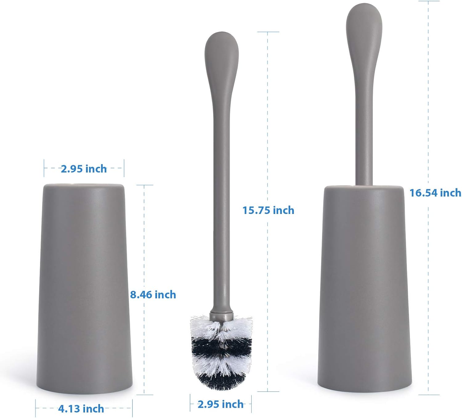 AmazerBath Toilet Brush with Holder, Good Grip Toilet Bowl Brush Set with Strong Bristles and Long Handle, Bathroom Toilet Cleaner Brush for Deep Cleaning, Gray: Kitchen & Dining
