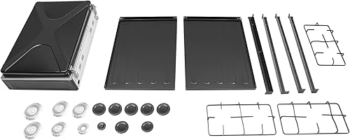 Miniatura 9 de Estufa de gas propano de 5 quemadores, parrilla de cocina al aire libre, estufa de cocina al aire libre con soporte para patas y cubierta de bloqueo