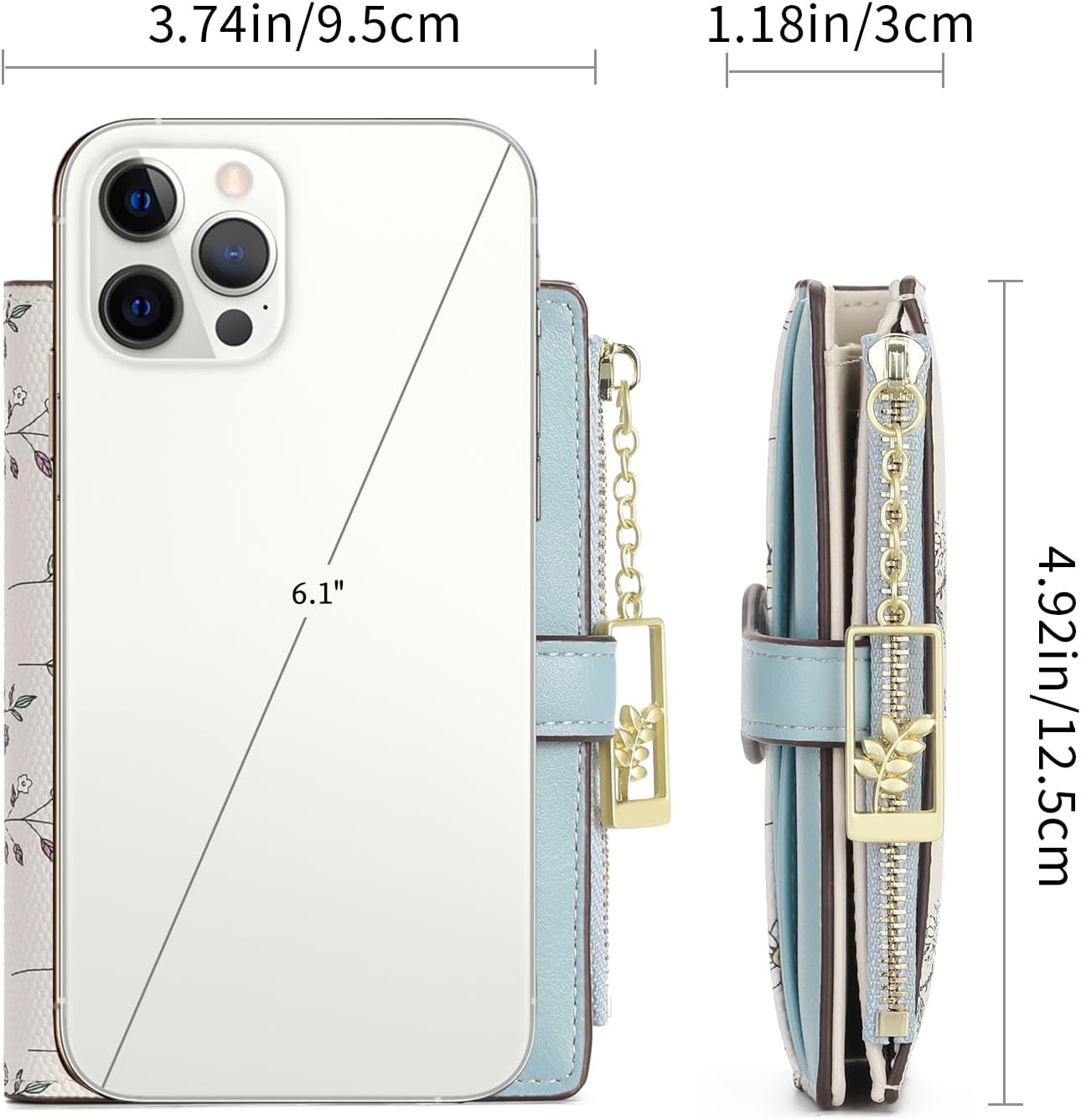 GAEKEAO Small Wallets for Women RFID Blocking Bifold Floral Vegan Leather Wallet Card Holder with Zipper Pocket ID Window - Image 3