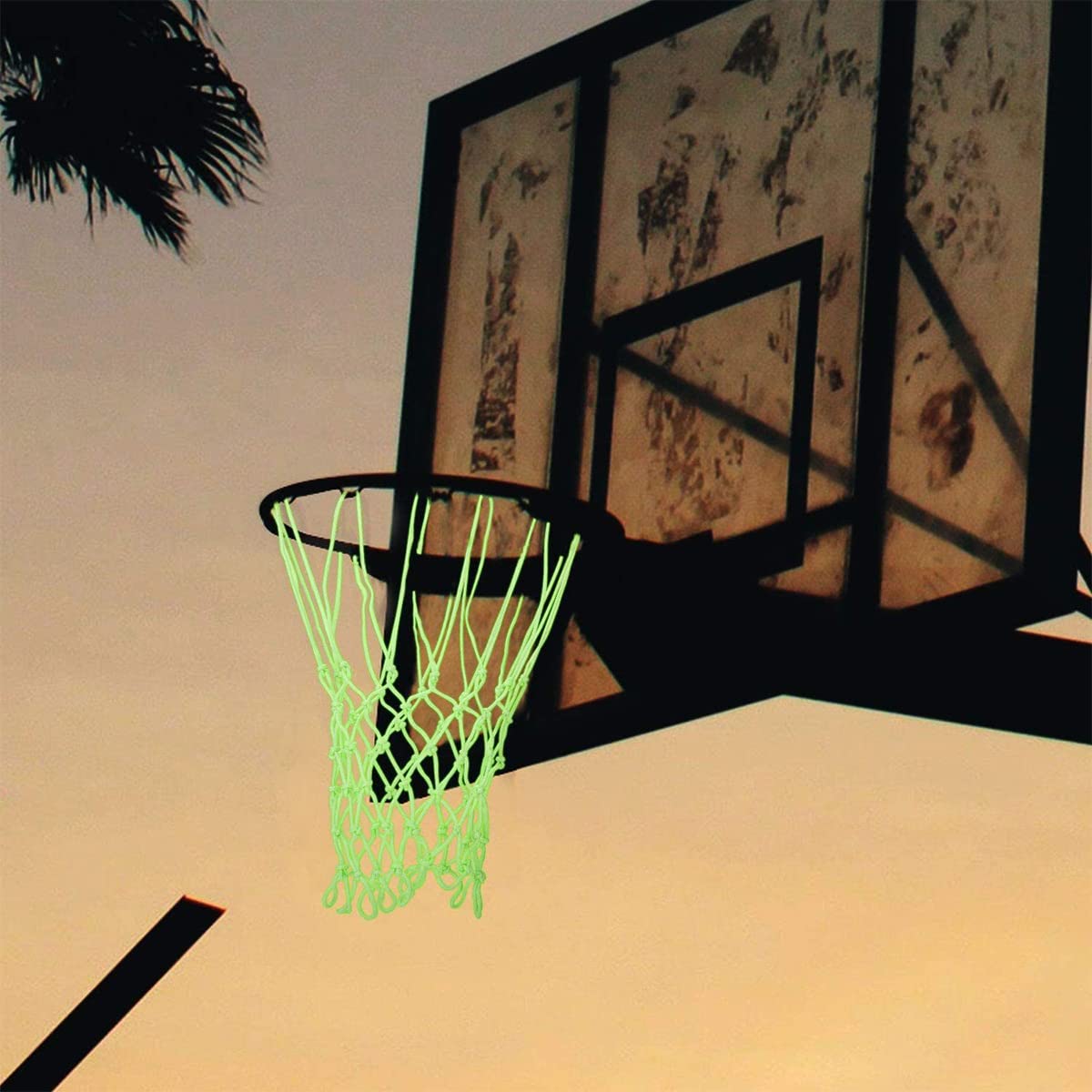 Filet De Basket Auto-lumineux Natudeco – Vert Fluorescent, Nylon Résistant, Compatible Jante Standard, Pour Jeu De Nuit En Extérieur