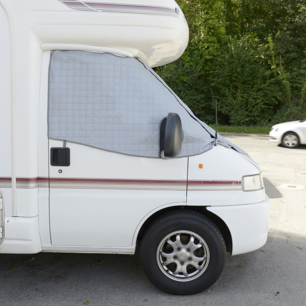 UK Custom Covers Passend für Fiat Ducato (1994–2006) Thermo-Windschutzscheibenabdeckung mit verlängerter Lüftungsklappe (grau) – TSW900GREY