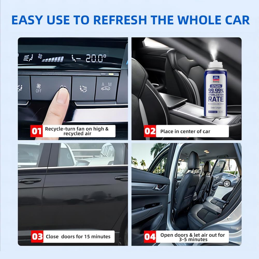 Glodway Car Air Freshener Spray,Deodorizer Odor Eliminator Remover Fogger,Long Lasting Cedar Cologne Scent,6 Ounce(Pack of 3)