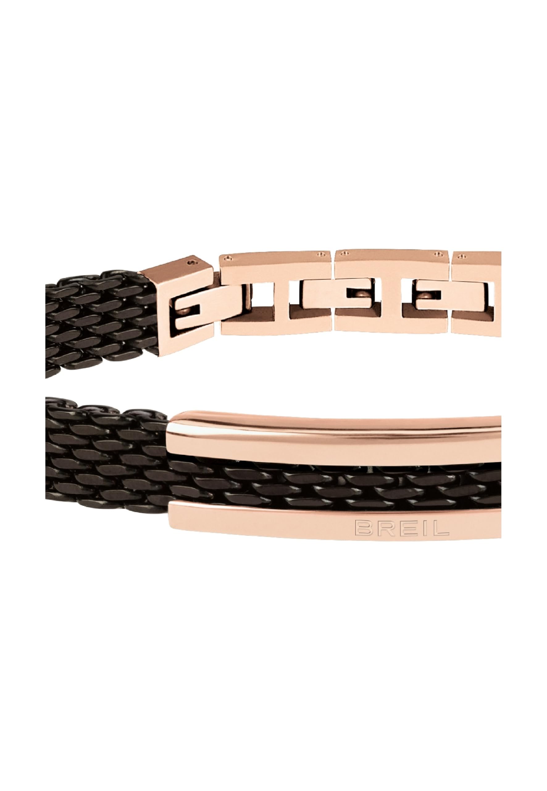 Breil, Collezione Snap, Bracciale Uomo Elegante e Moderno, in Maglia Milanese IP Black, con Placchetta in Acciaio, Lunghezza Regolabile 17.5-21 cm