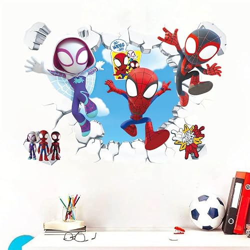 Spiderman Wall Stickers Boys Cartoon Bedroom Background Wall Decoration Self-Adhesive Wall Sticker Pvc Material 3D Cartoon #TOP2