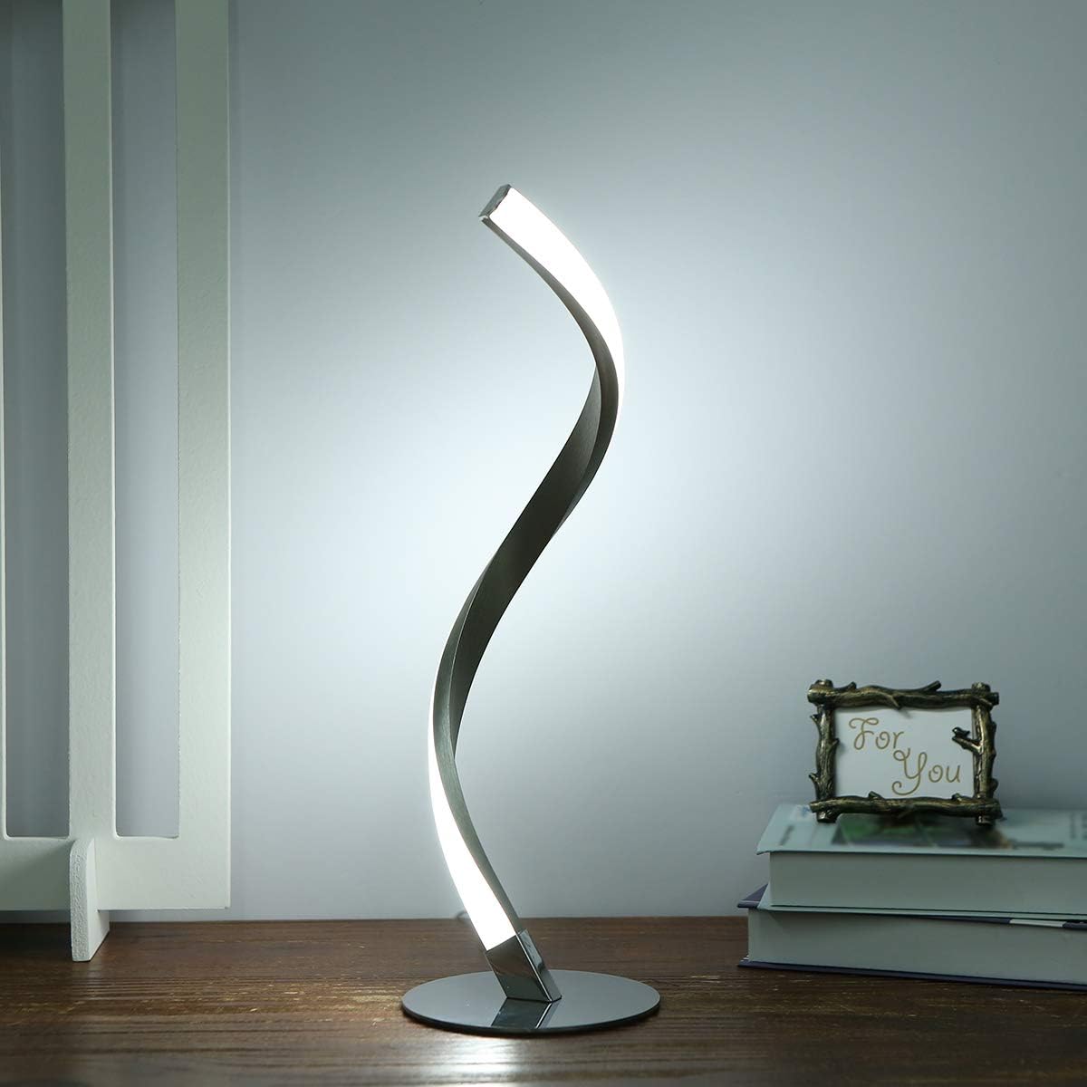 Tomshine Spiral LED Table Lamp, 6W Touch Sensor Bedside Lamp, 3 Colors Dimmable Desk Lamp of Aluminum Alloy Acrylic, 1.5m Cable Bedside Nightstand Lamps for Bedroom, Living Room, Office