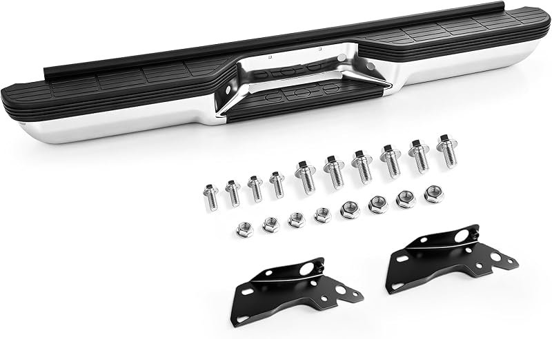 Rear Step Bumper Assembly Fleetside W/O Park Assist Sensor | Compatible With 2000-2006 Toyota Tundra,Back Bumper w/Impact Bar,One-Piece TO1103107