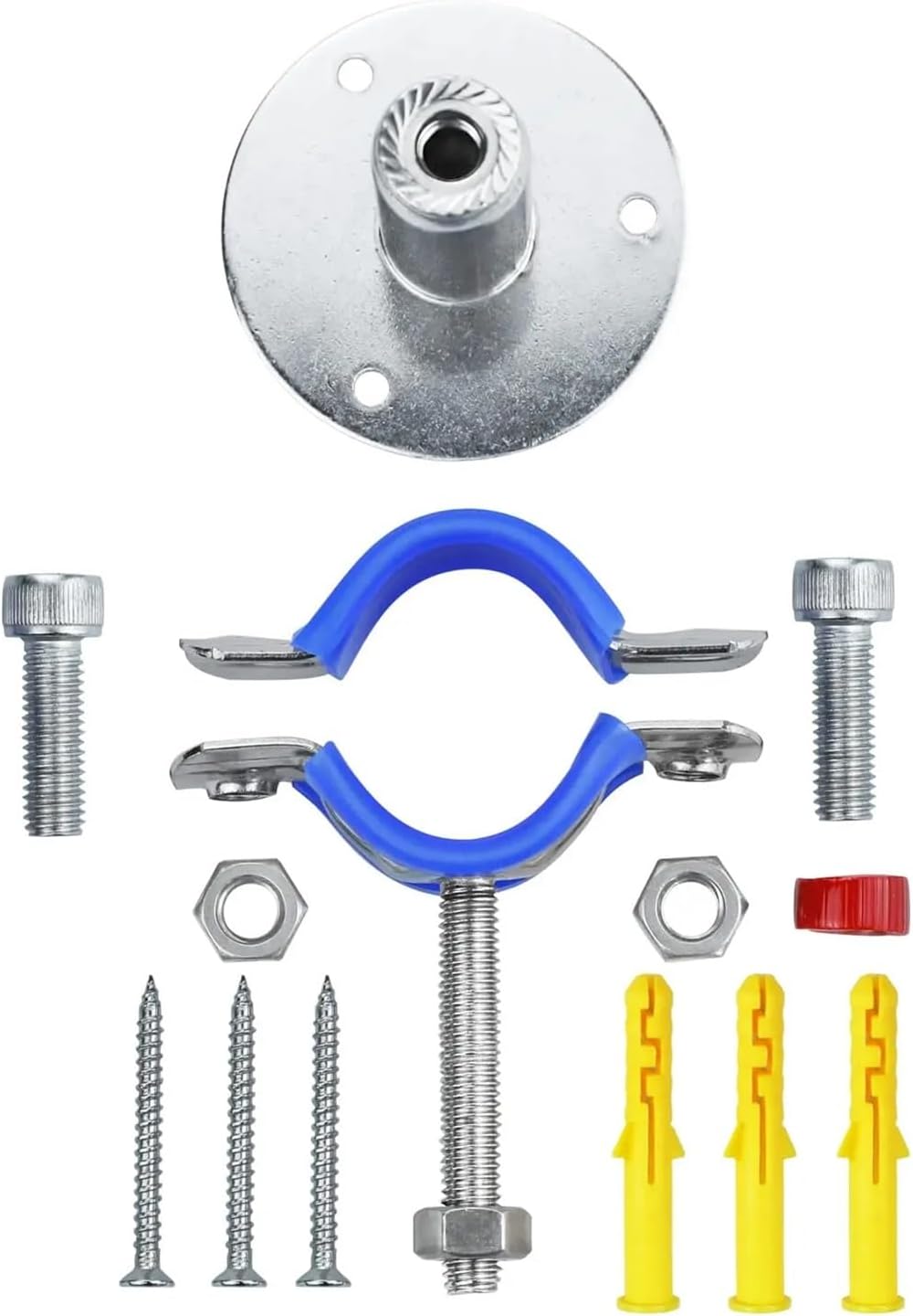 Ceiling Mount Pipe Support 2pc 50-100mm 100-200mm Adjustable Rod Fit 15-108mm OD Tube 304 Stainless Steel Pipe Hanger Bracket Clamp Support Clip With Screw(100-200mm Adjust,2PCS 15-19MM_WITH BASE PLAT