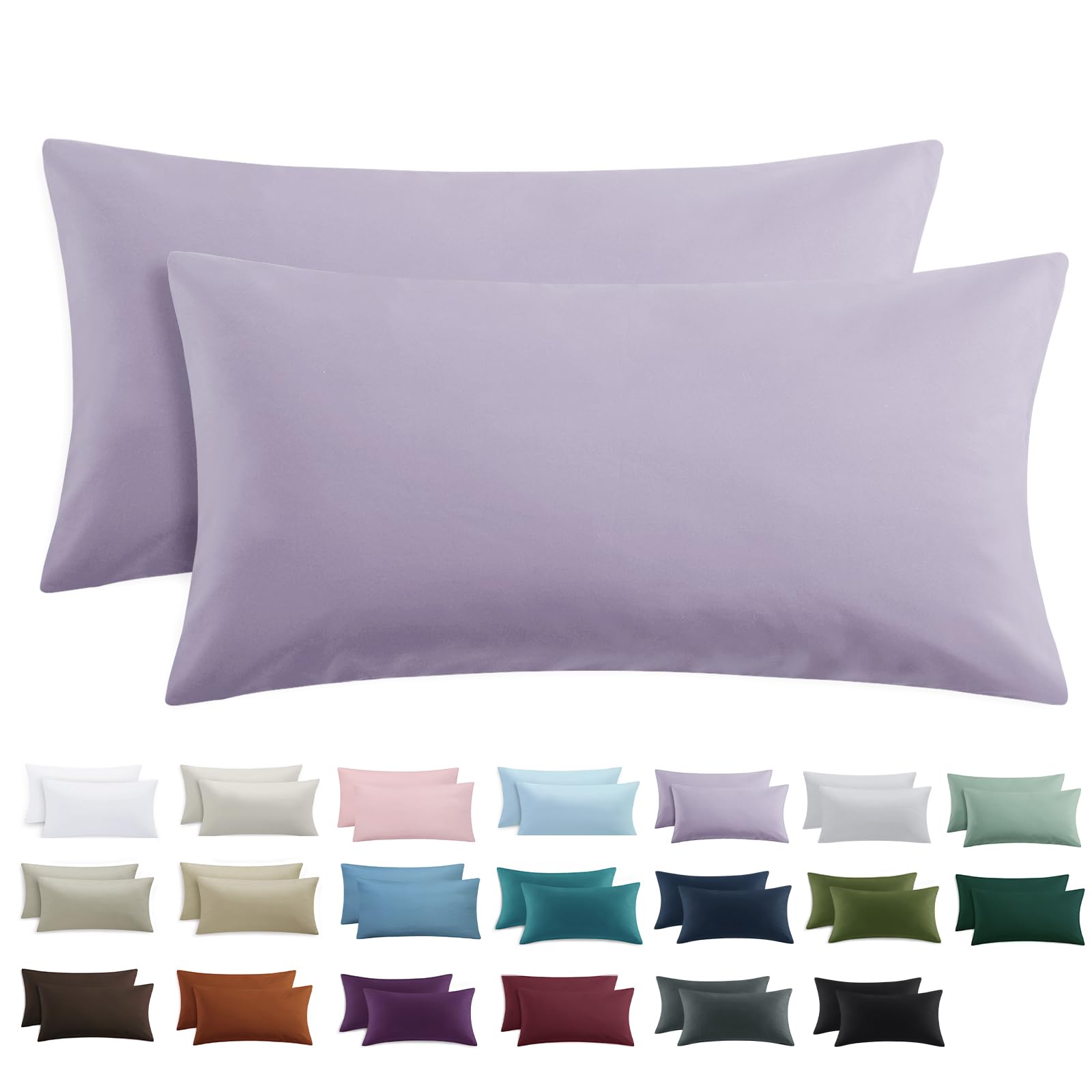Tifschlaf Kissenbezug 40 x 80 2er Set - Kopfkissenbezug 40x80 Lavendel mit Reißverschluss aus Mikrofaser Weich, 40x80cm Pillow Case