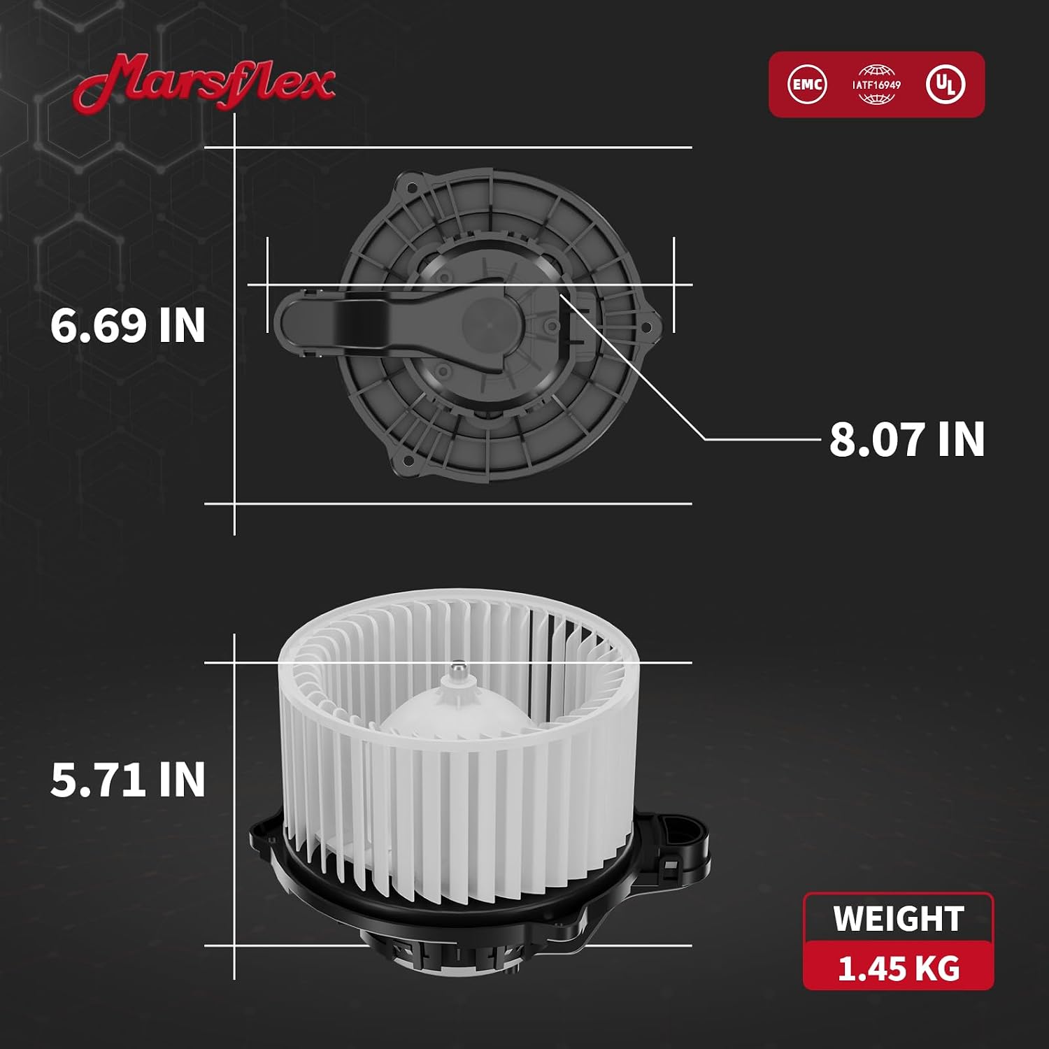 Marsflex Front Blower Motor 700259 for 2011-2018 Hyundai Kia Azera Elantra Coupe GT Equus Sonata Cadenza Forte Koup Forte5 Optima 2009 2010 2012 2015 2016 2017 Automotive Replacement Blower Motor Fan