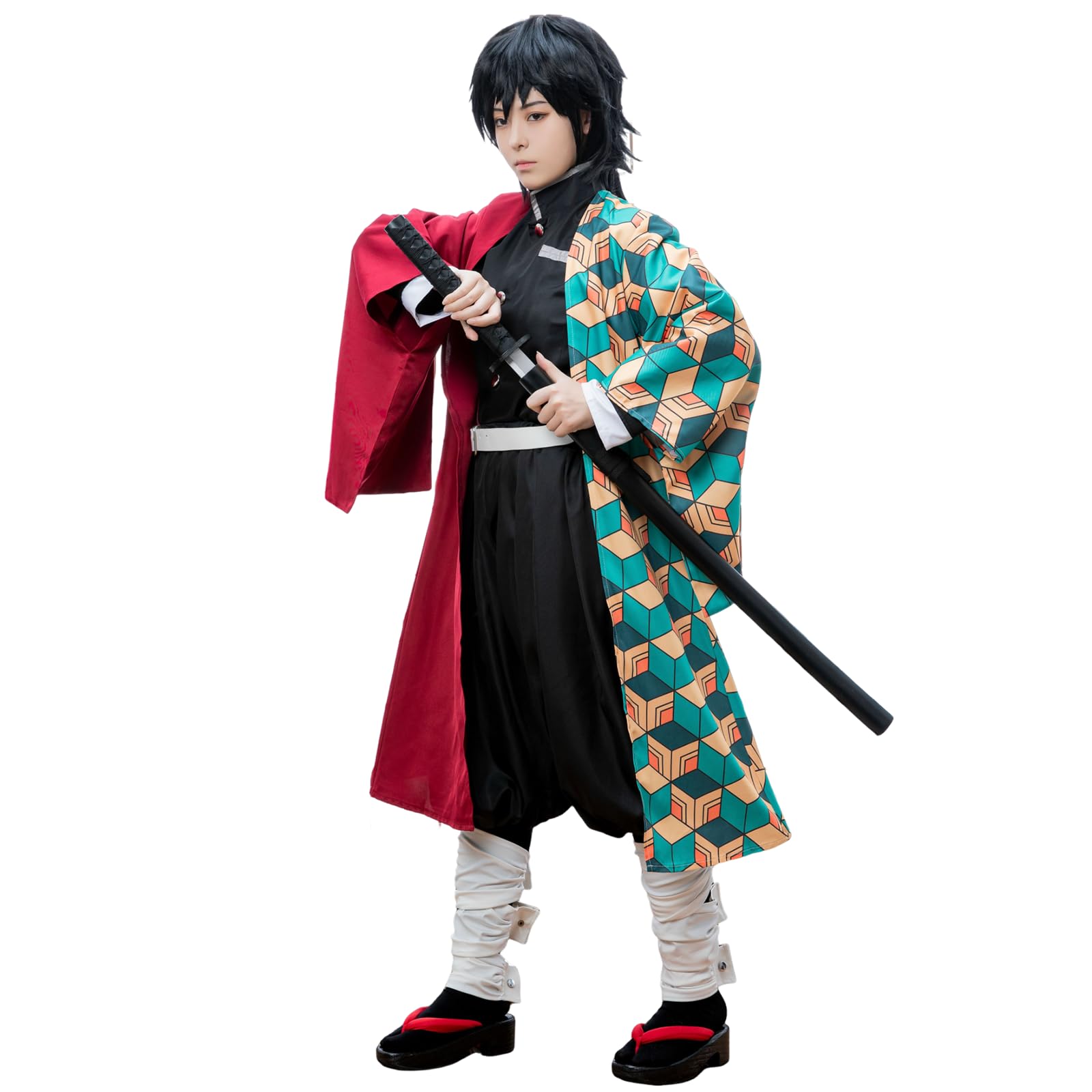 LTAKK Giyu Tomioka Cosplay Costume Anime Men Giyu Tomioka Cosplay Full Set for Adult Red-giyuu L โ image 1