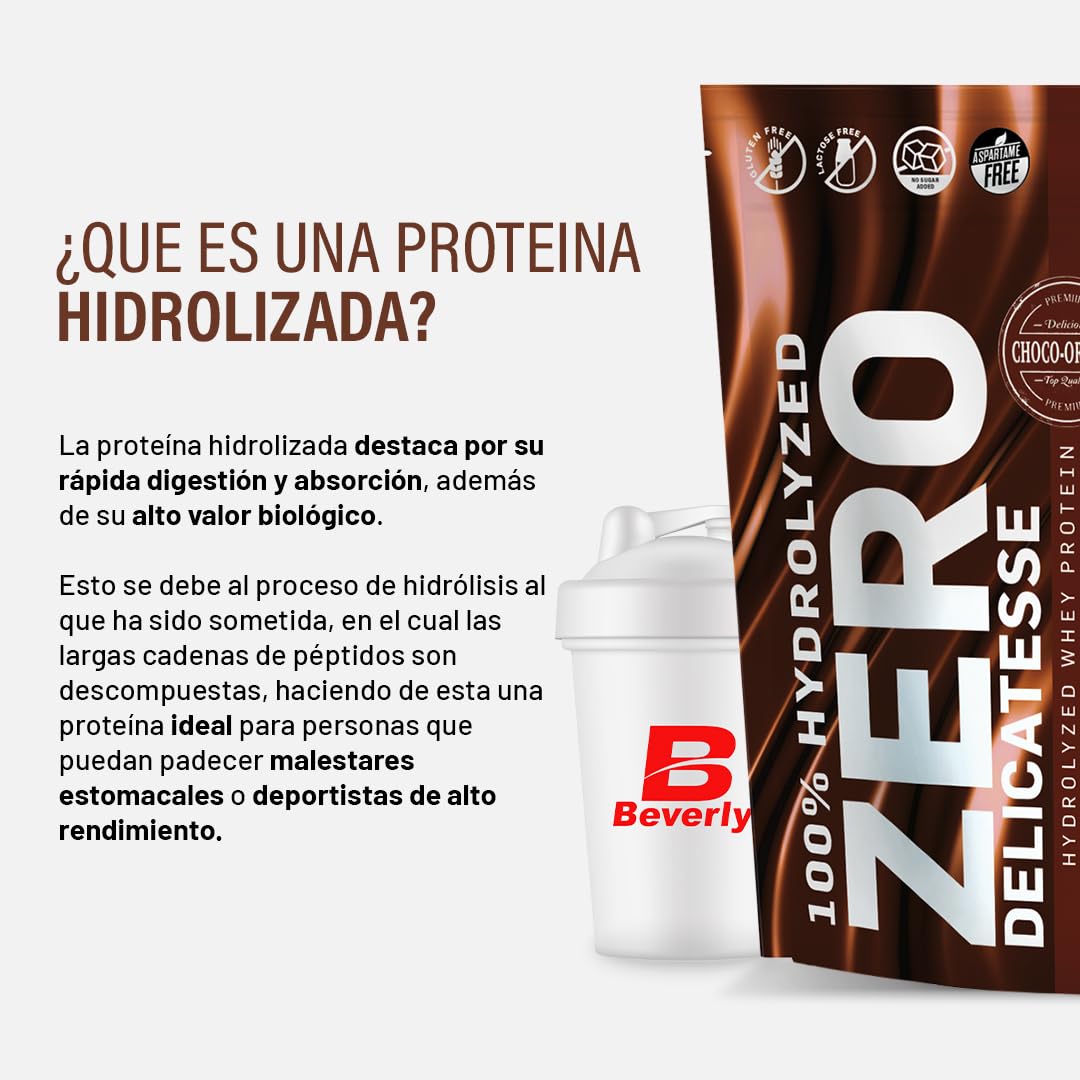Beverly HYDRO PROTEIN – Proteine idrolizzate del siero di latte con DigeZyme® e Tolerase® | 29 g di proteine per porzione | 1 kg (28 porzioni) | Elevata digeribilità (Cioccolato all'arancia)