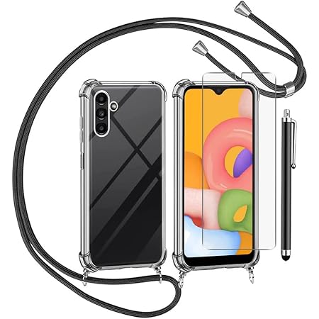 YAMCCCSE Coque Pour LG Q7 Avec Cordon De Collier,Cover Transparente Silicone TPU Bumper Etui Housse Avec Cordon Réglable Téléphone Lanyard Case Collier – Multicolore