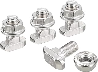 uxcell M8x16mm T Slot Drop-in Bolt and M8 Hexagon Flange Nut Set, 8 Sets Hammer Head T-Bolt T Shape Stud Sliding Screw for 45 Series Aluminum Profile