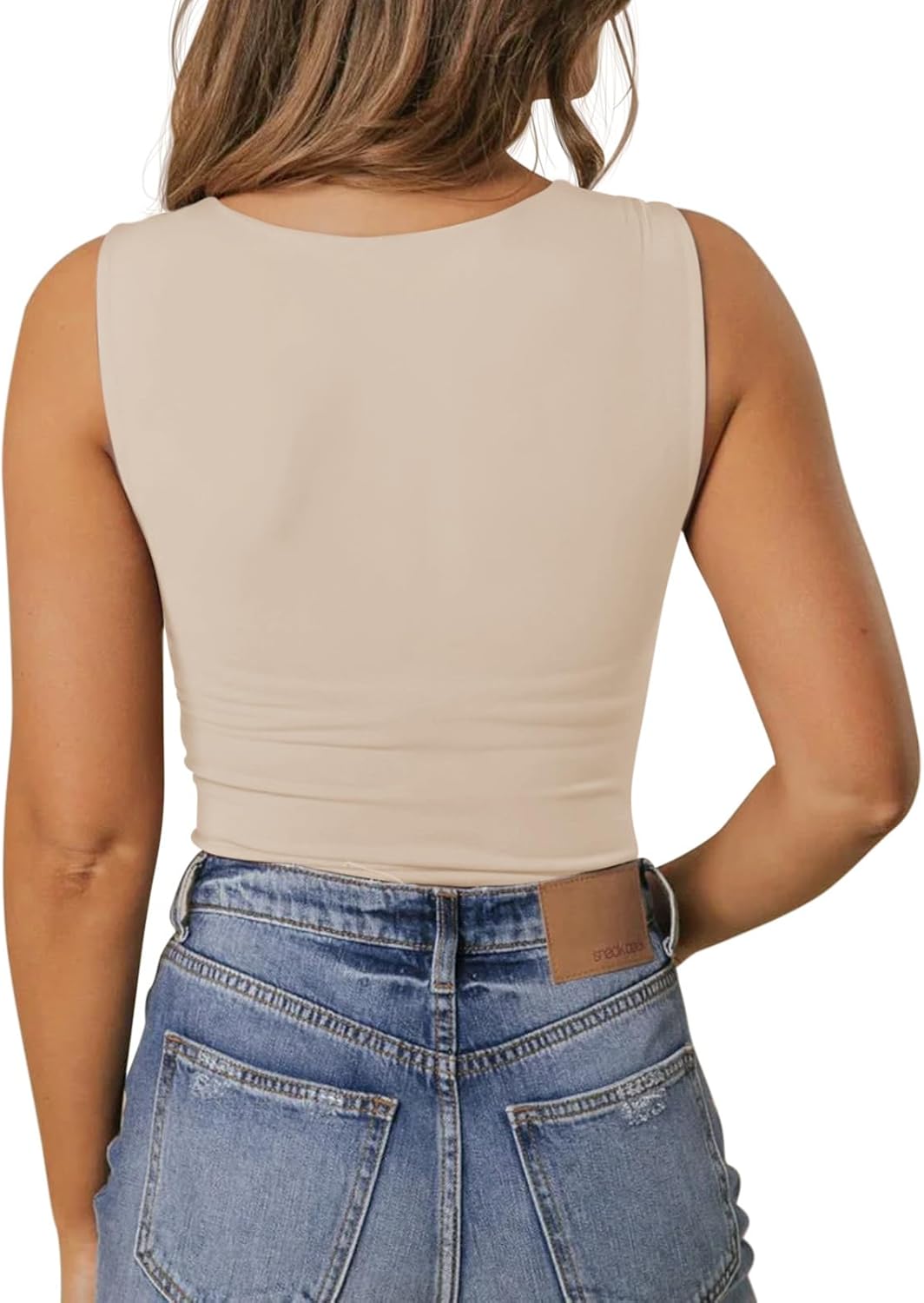 PINKMSTYLE Women's Basic Double Lined V Neck Tank Tops Sleeveless Shirts Slimming Summer Tops - Image 6