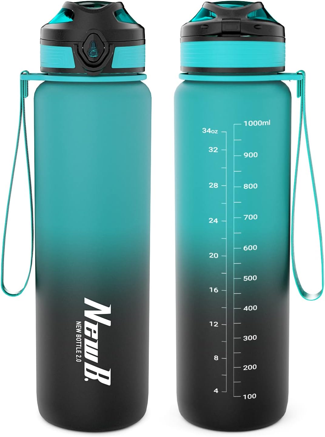 One Touch Sport Water Bottle (Pack of 1) with Carry Handle, Leak Proof, Flip Top Lid, BPA Free, Tritan Material Water Bottle, Ideal Gift for Travel, Gym and Outdoor Fitness | 22 oz, 34 oz