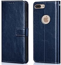 WOW IMAGINE Shock Proof Flip Cover Back Case Cover for Apple iPhone 7 Plus 8 Plus (Flexible Leather Finish Card Pockets Wallet & Stand Blue)