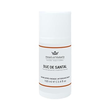 HENRI ET VICTORIA Aftershave for Men | Duc de Santal Chic and Subtle Scent | Canadian Made by Skilled Artisan | After Shave Balm Prevent and Cure Razor Burns | 100 ml 3.4 oz