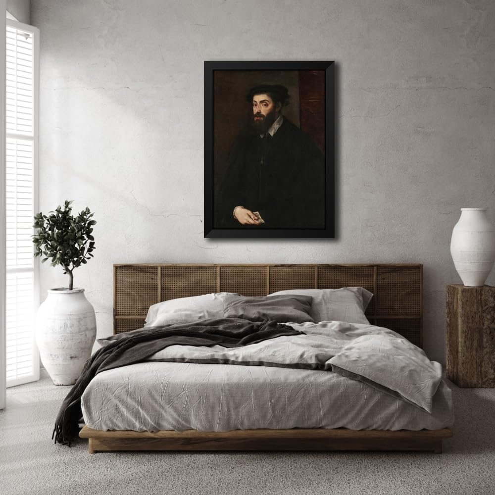 ArtDirect Portrait of Charles V (1549) Custom Framed Art Print Giclee Print or Canvas Options with Various Sizes and Customization by Titian
