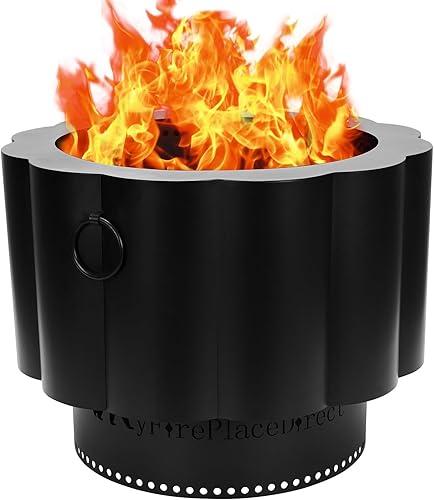 MYFIREPLACEDIRECT Fogata con bandeja de cenizas desmontable, hoguera portátil de 24 pulgadas con bolsa de transporte para espacio exterior,