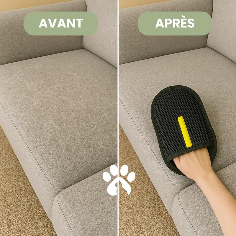Le Comptoir Animalier FurFree – Gant Anti-Poils Réutilisable & Écologique(Noir,2 Gant)