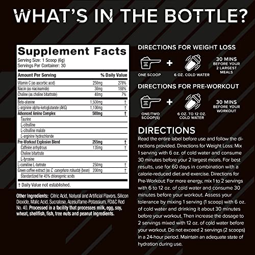 Pre Workout + Weight Loss | Six Star Preworkout Explosion Ripped | Pre Workout Powder For Men & Women | Preworkout Energy Powder Drink Mix | Sports Nutrition Pre-Workout Products, Watermelon, 30 Serv #TOP2