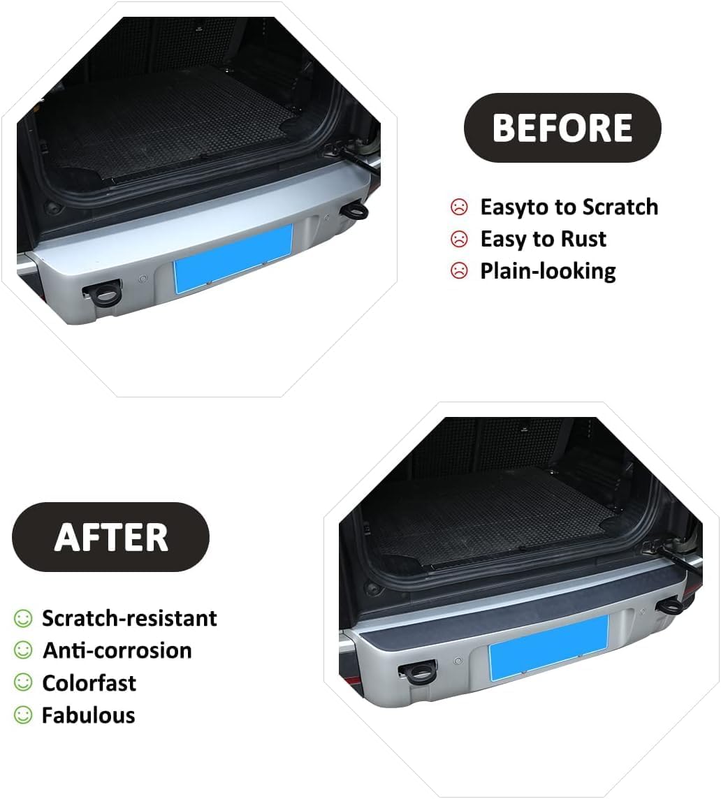 Car Inner Rear Trunk Bumper Guard Plate Bumper Protector Guard Cover Trim for Land Rover Defender 90 110 130 2020-2024 Auto Rear Bumper Plate Cover Trim Accessories (Style A-ABS Matte Black)