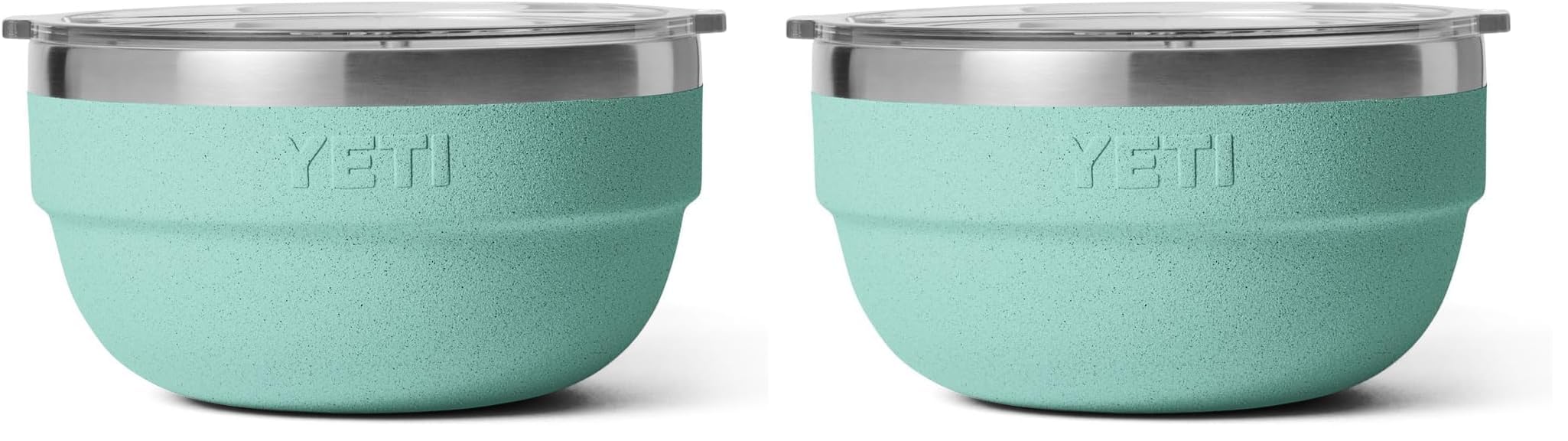 YETI Rambler Bowls, Vacuum Insulated, Stackable and Nestable Stainless Steel Bowl with Lid, 1 Quart, Sea Stone (Pack of 2)