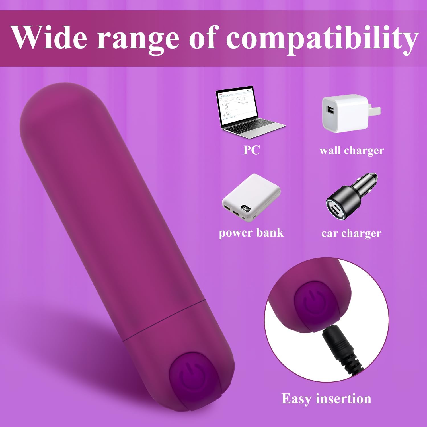 Upgraded Massager 10 Modes Quiet Massage Stick Tool, Handheld Travel Pocket Portable Cordless Soft Toy (Purple)